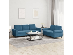 Vidaxl 2 Pcs Conjunto De Sofás Com Almofadões Veludo Azul
