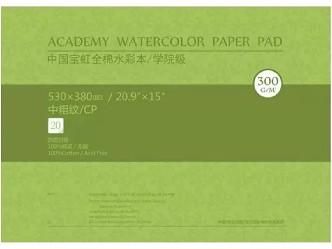 Pacote Com 20 Folhas De Papel Aquarela De Algodão Sem Ácido, 300 G/m² - Bloco De Desenho Multifuncional
