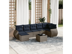 Vidaxl Conjunto De Sofá De Jardim Com 8 Peças E Almofadas Em Rattan Sintético Cinza