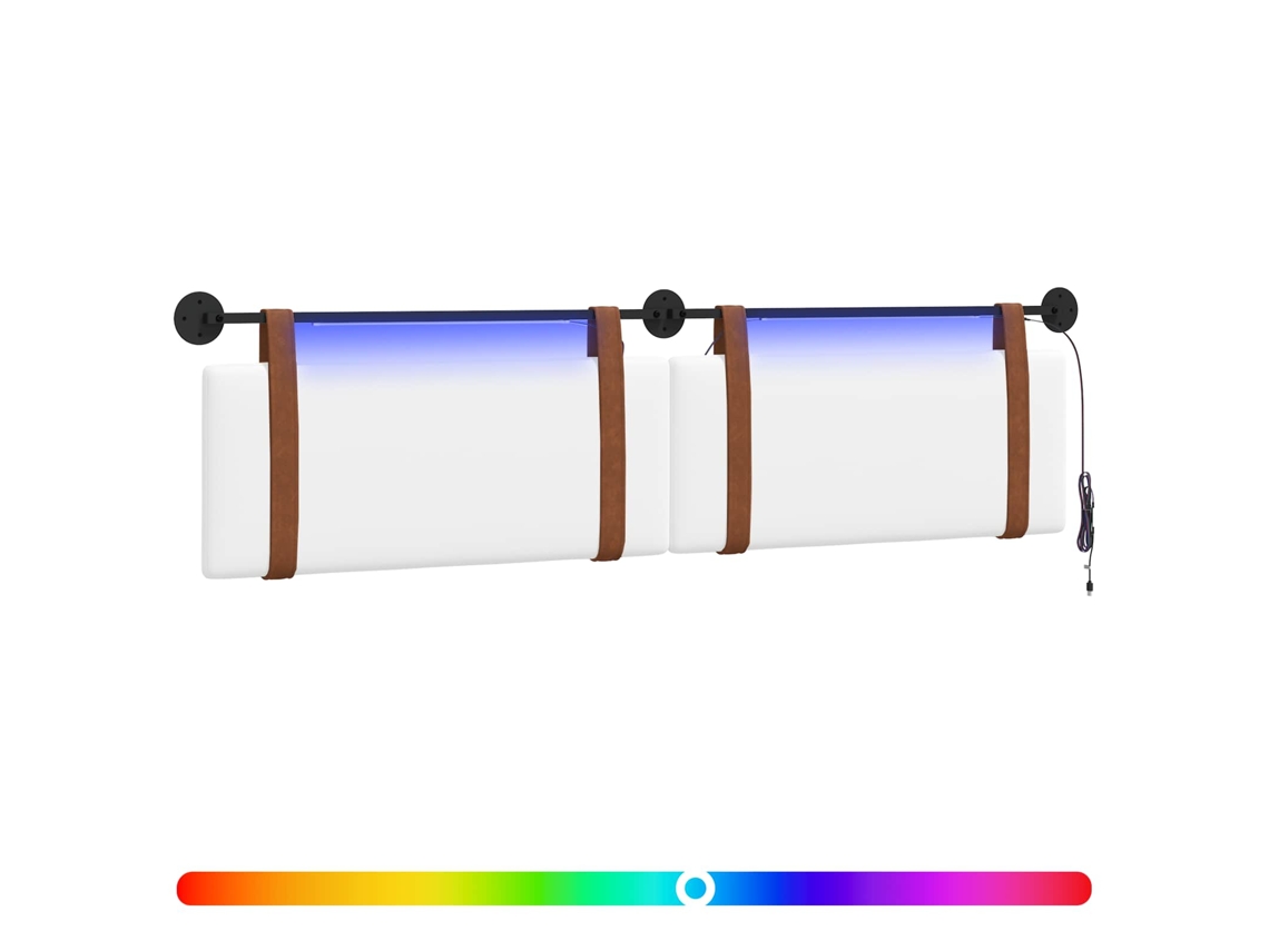Conjunto 1 Cabeceira Suspensa Vidaxl Branco Couro Sintético (210 X 55 X 5 Cm)