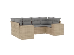 Conjunto de 6 Sofás P/ Jardim com Almofadões Vime Pe Bege MAISON EXCLUSIVE (80x200 cm)