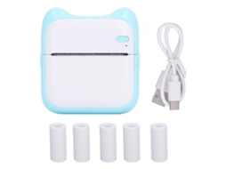 Primerox impressora Térmica Bluetooth Portátil Mini com 5 Rolos de Papel para Fotos Rótulos Notas Azul