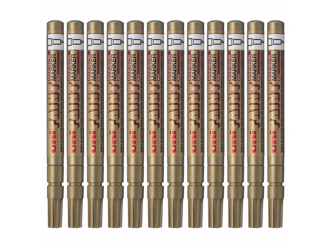 Marcador Permanente UNI-BALL Paint Px-21L Ouro 12 Unidades