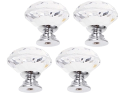 Conjunto De 4 Puxadores Cristal Homoyoyo Para Armários, Gavetas E Cozinhas, Com Design Em Prisma Ideais Para Cozinhas