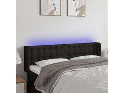 Vidaxl Cabeceira De Cama C/ Luzes Led Tecido 147x16x78/88 Cm Preto