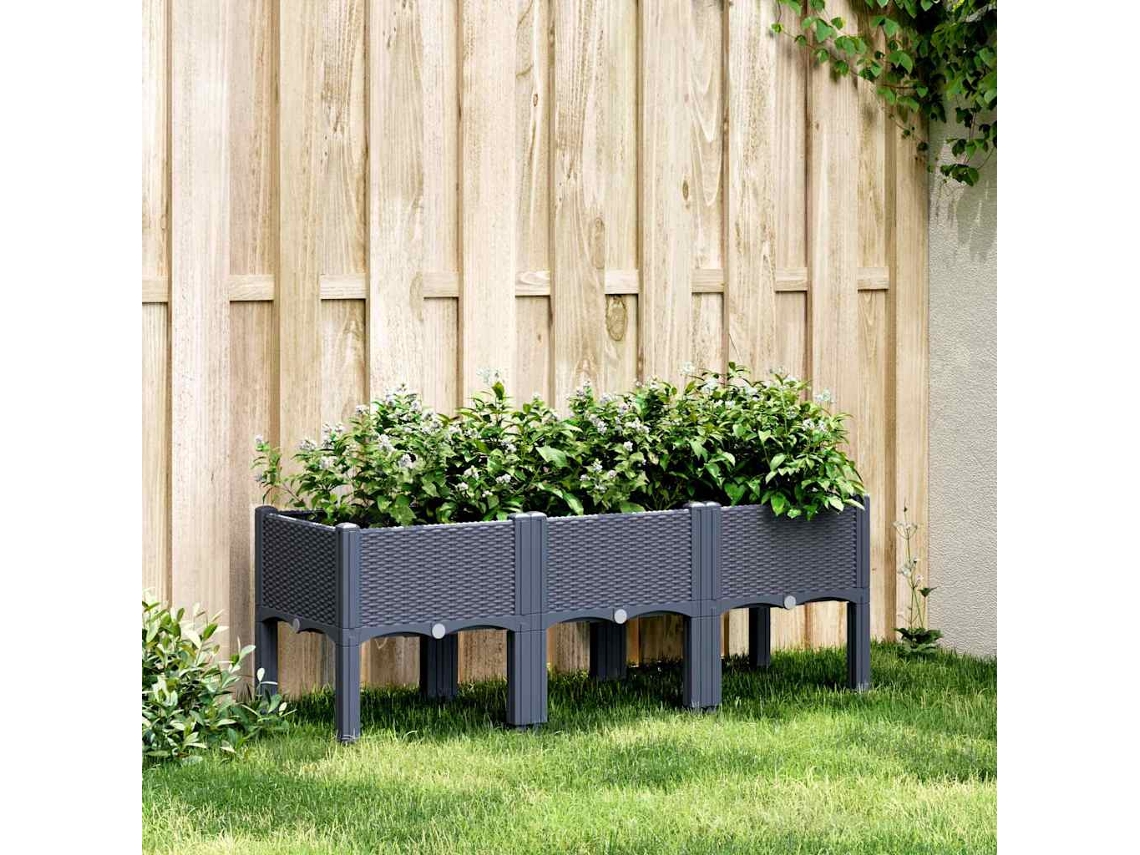 Vaso/floreira De Jardim C/ Pernas 120x40x42 Cm Pp Cinza Dkd Home Decor
