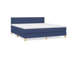 Cama com Molas/colchão 180x200 Cm Tecido Azul MAISON EXCLUSIVE