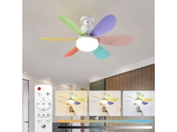 Mini Ventilador De Teto Portátil Com Luz E Controle Remoto, 1000 Lúmens, Base De Rosca E27, 42 Cm (16,54 Polegadas) Colorido Panoona