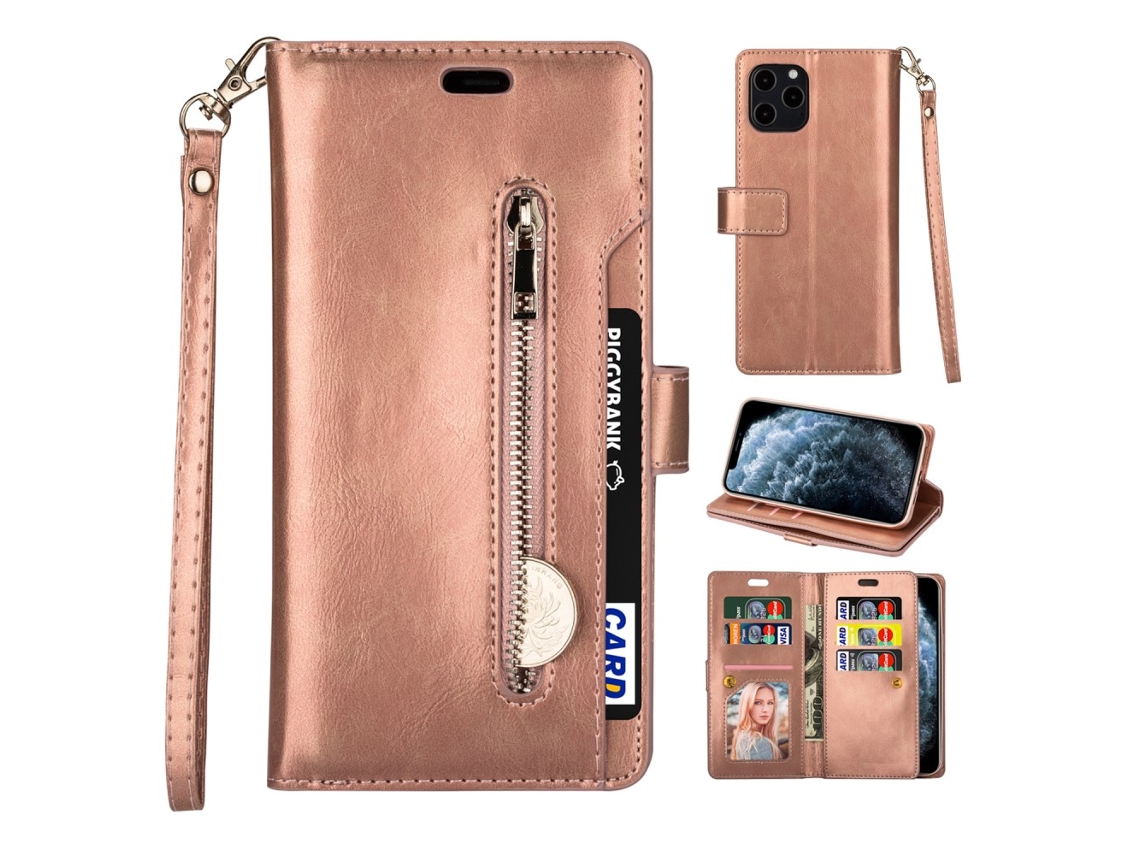 Capa Pega Para Iphone 12 Pro Pele Sintética Rosa