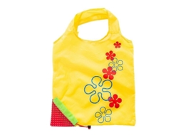Sacola de Compras Dobrável, Reutilizável e Impermeável com Estampa de Morango. GOKOCO