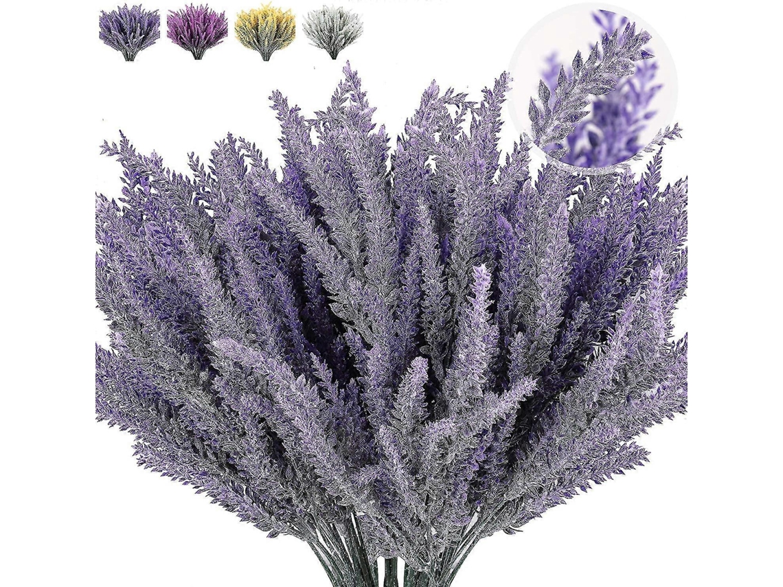 Plantas artificiais para áreas externas, 8 pacotes de flores artificiais de lavanda Slowmoose