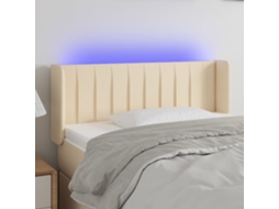 Cabecero con luces LED, tela, 103x16x78/88 cm, color crema