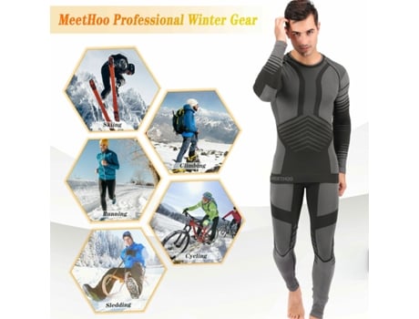Homens Conjunto de Roupa Interior Térmica Camisa Térmica Calças MEETEU XXL