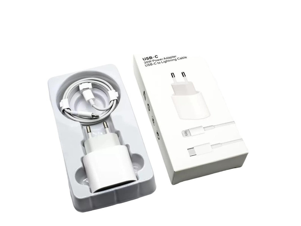 Kit De Carregamento Rápido Pd De 30 W: Adaptador De Alimentação Usb-c Com Cabo Usb-c Para Lightning De 1.5 Metro