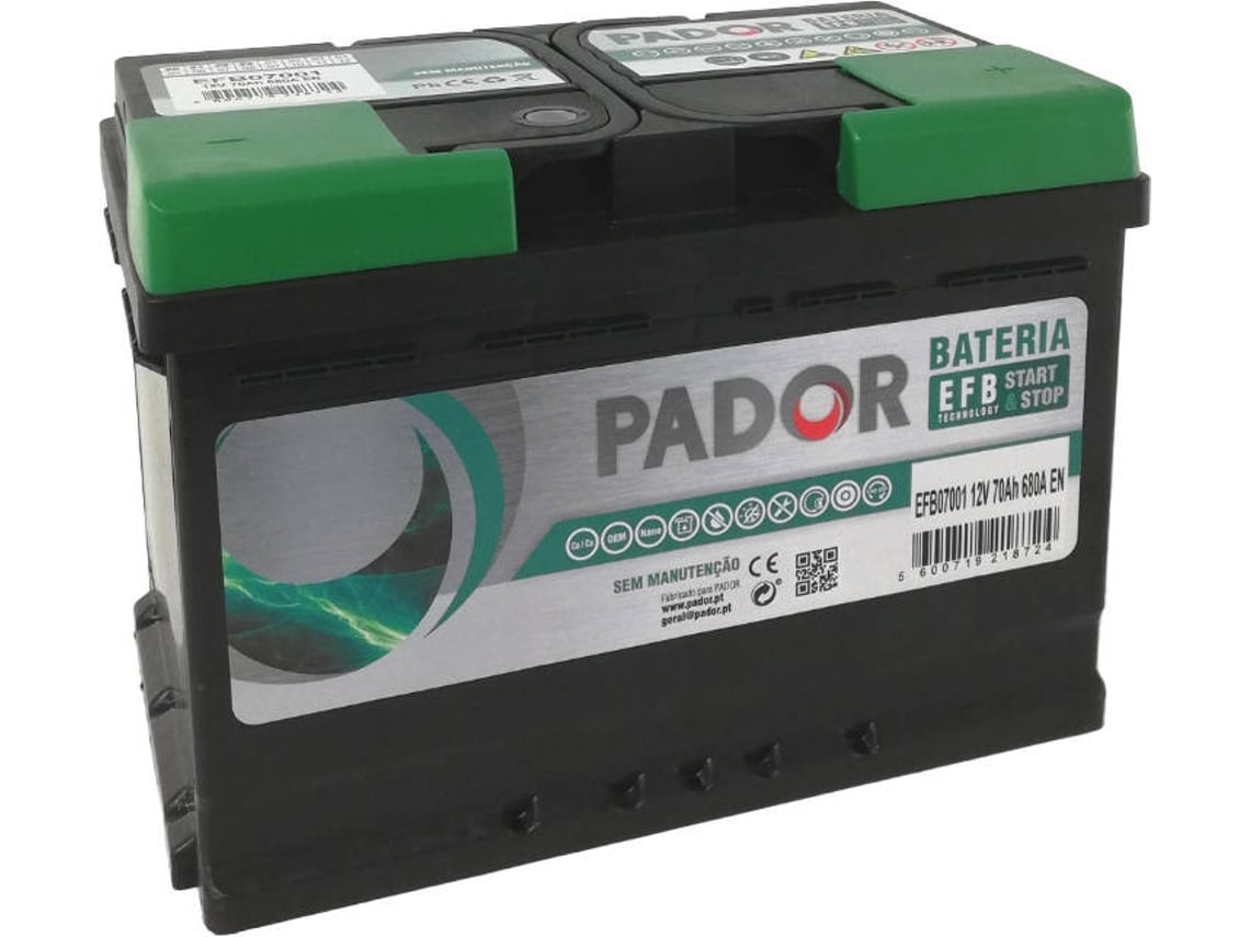 Bateria para Carros PADOR EFB (70 A - 12 V -70 Ah)