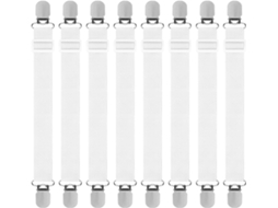 Conjunto De 8 Prendedores De Lençol Ajustáveis ​​brancos , Elásticos Para Prender Lençóis. Aquaforge (35 Cm 130 Cm)