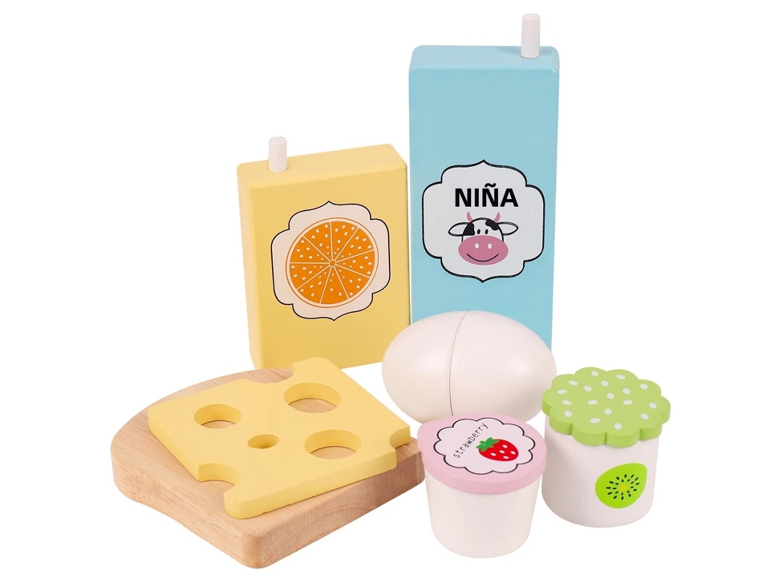 Brinquedo De Cozinha De Madeira Para Brincar De Faz De Conta Com Alimentos, Frutas E Legumes Para Salada. Mdug