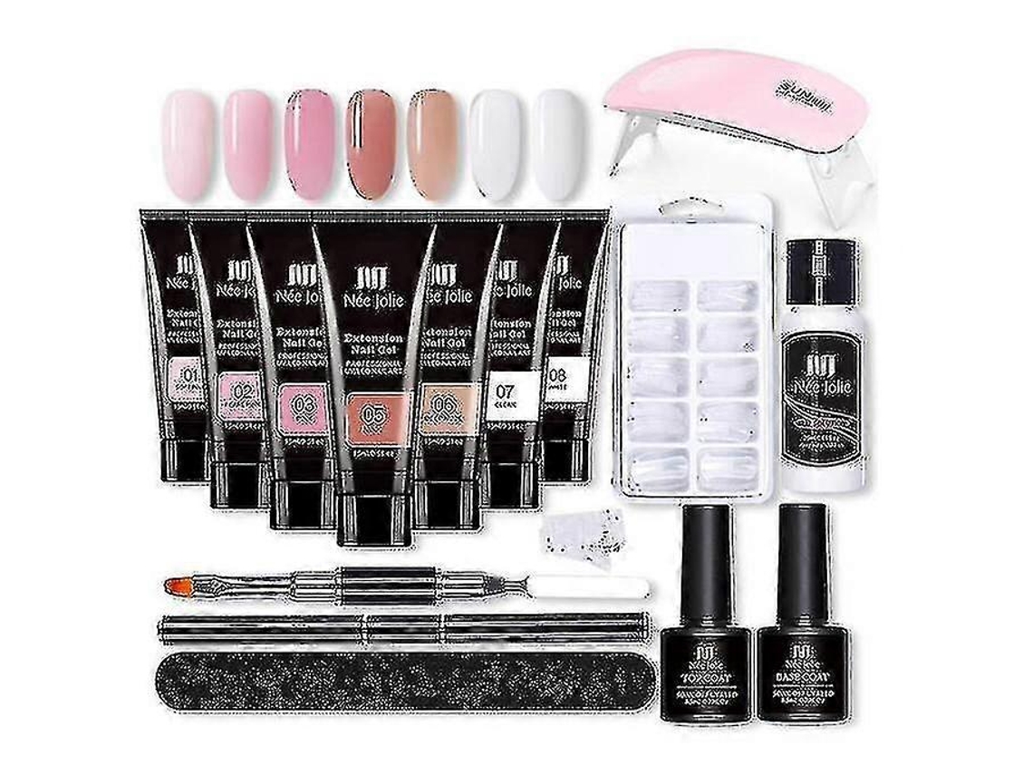 Kit De Extensão De Unhas Em Gel 7 Cores Rosa Nude, Gel Para Alongamento De Unhas Tudo Em Um Com Lâmpada Xc Ly Ebike