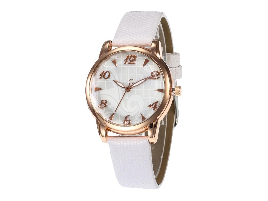 Relógio de Pulso Feminino de Couro, Businesscasual Moda Quartzo Mulher Branco