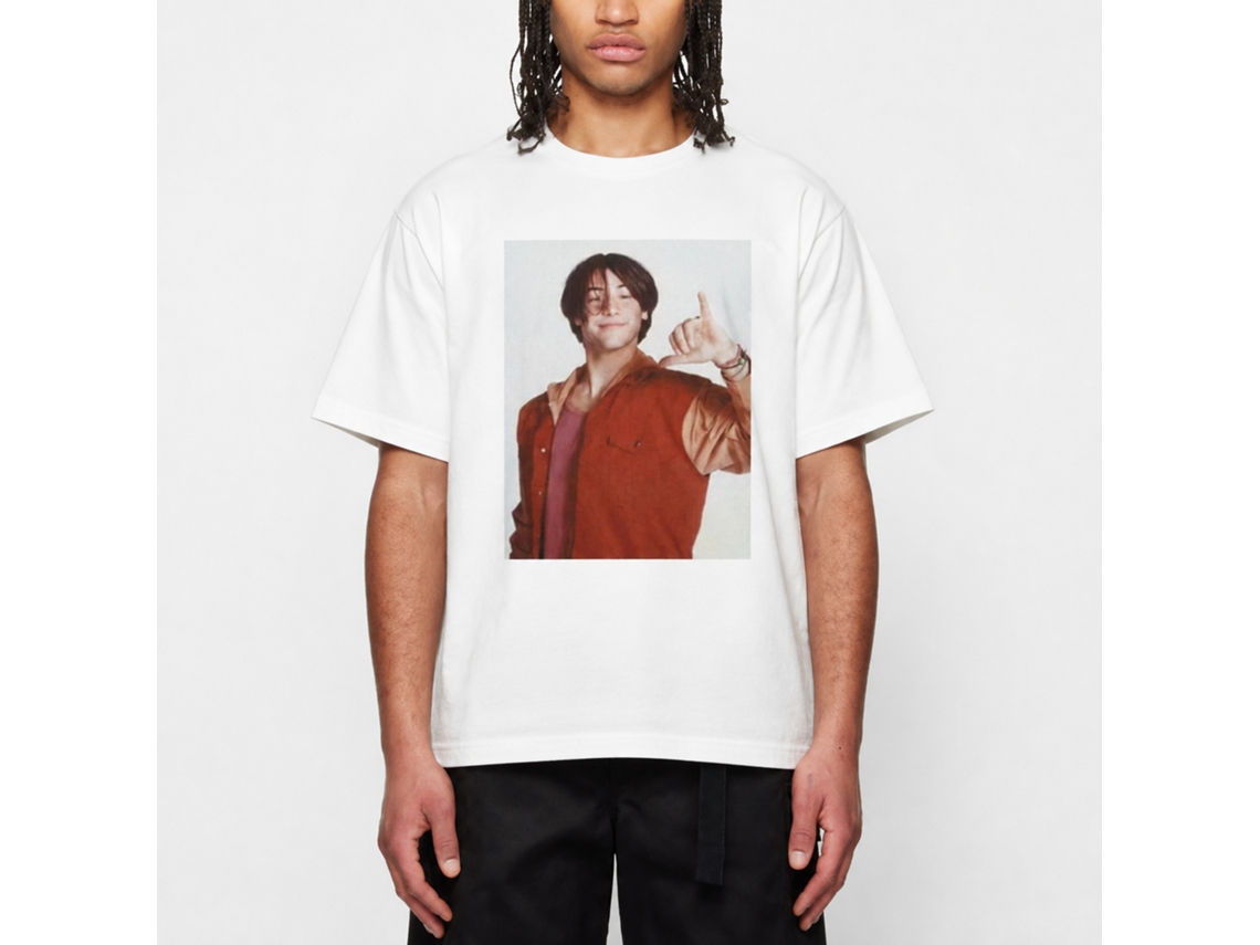 Rockinstone Bill And Ted Hang Ten White Adult T-shirt Size:s