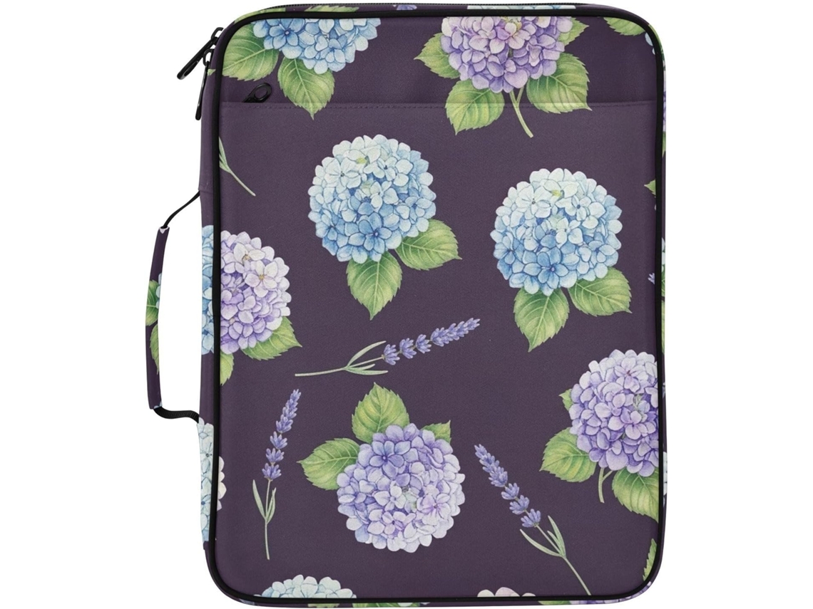 Pasta Expansível Hydrangea Roxa E Azul Com Divisória Removível, Organizador De Portfólio Durável Documentos A4 E