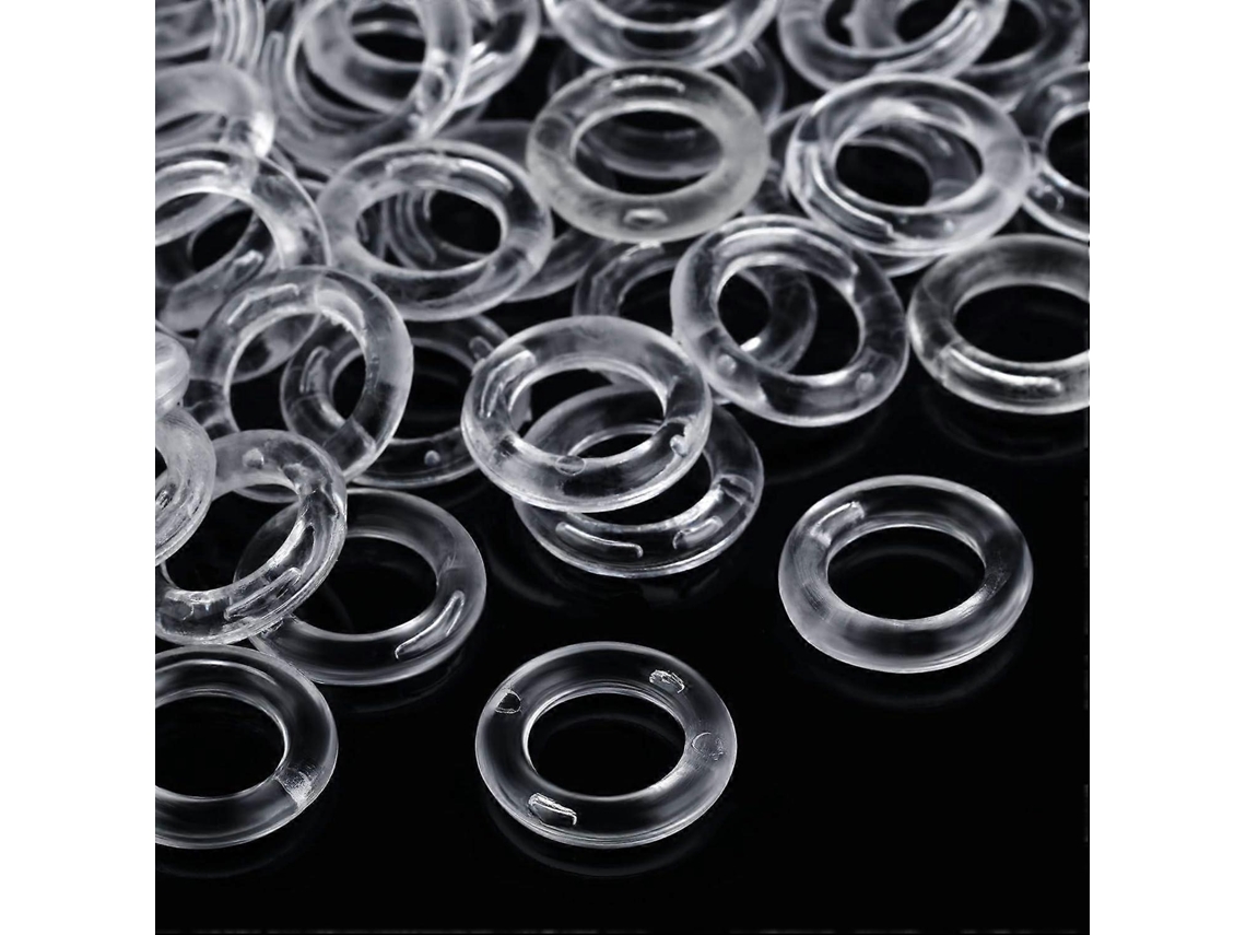 Rebe 100 Anéis de Plástico Transparente para Persianas Romanas, Diâmetro Externo de 14mm, Diâmetro Interno de 7.5mm
