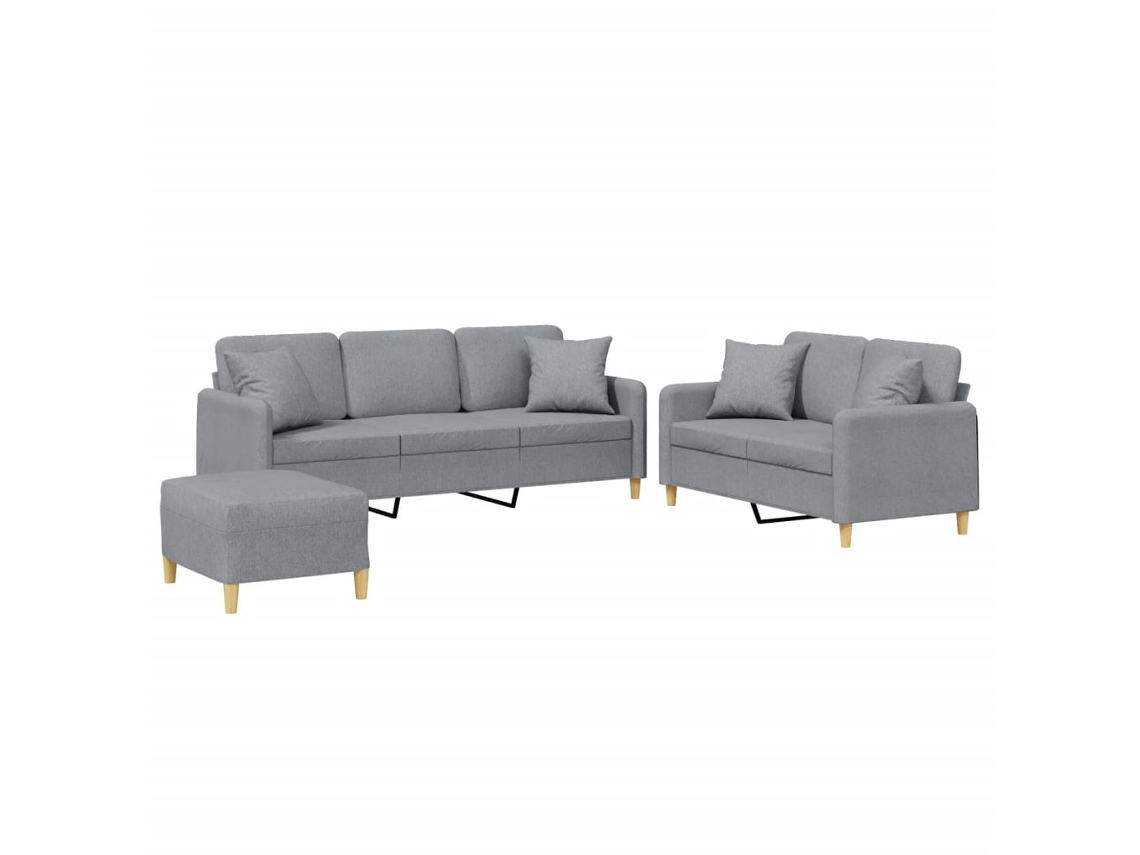 Conjunto de 3 Sofás com Almofadas Tecido Cinzento claro MAISON EXCLUSIVE