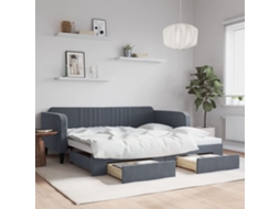 Vidaxl Sofá-cama C/ Gavetão E Gavetas 100x200cm Veludo Cinzento-escuro