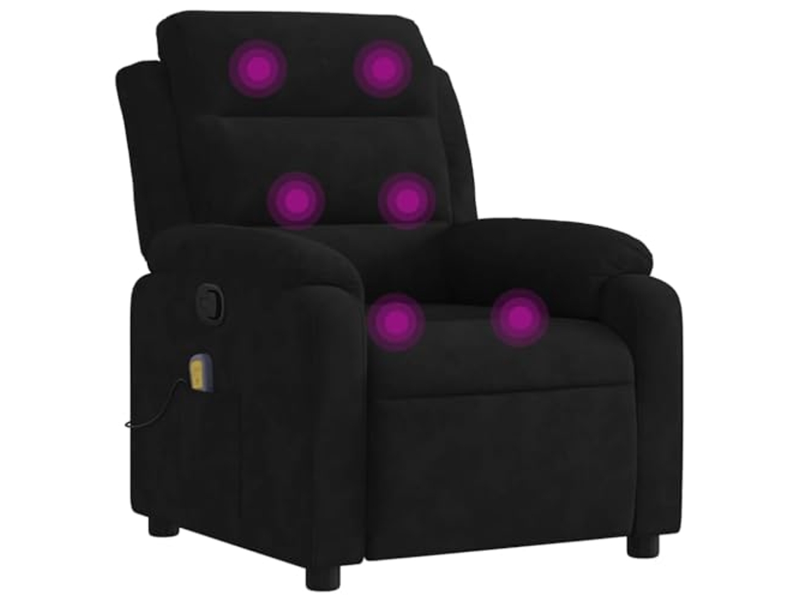 Massage Recliner Chair, Massage Recliner Chairs Vidaxl Preto Veludo