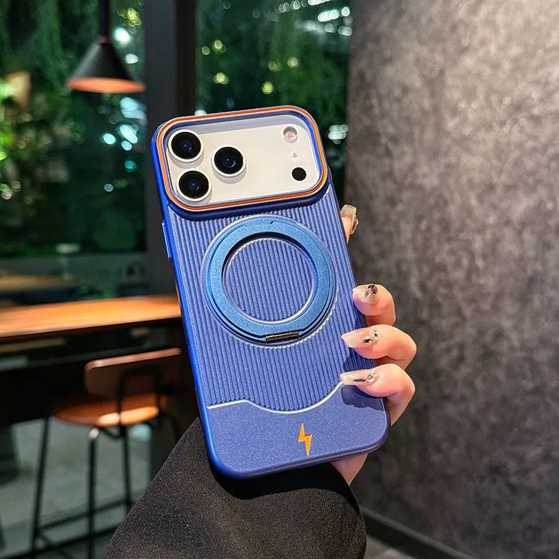 (azul, Iphone 16) Capa Para Celular Com Suporte De Anel Giratório 360° E Faixa Magnética Para Carregamento Sem Fio.