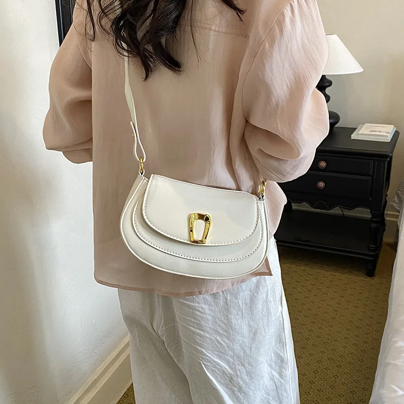 Bolsa Transversal Feminina (branca), Bolsa Estilo Sela Pequena E Elegante, Bolsa De Ombro Em Couro Pu.