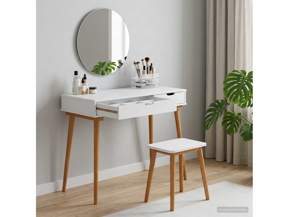 Vidaxl Mesa De Vestir Fauske Branco 100 X 50 X 78 Cm