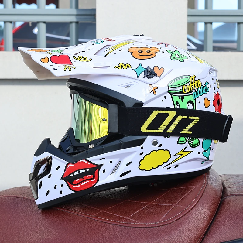 (m) Capacete De Motocross Com Viseira, Certificado Dot, Casco Em Abs, Resistente A Impactos.