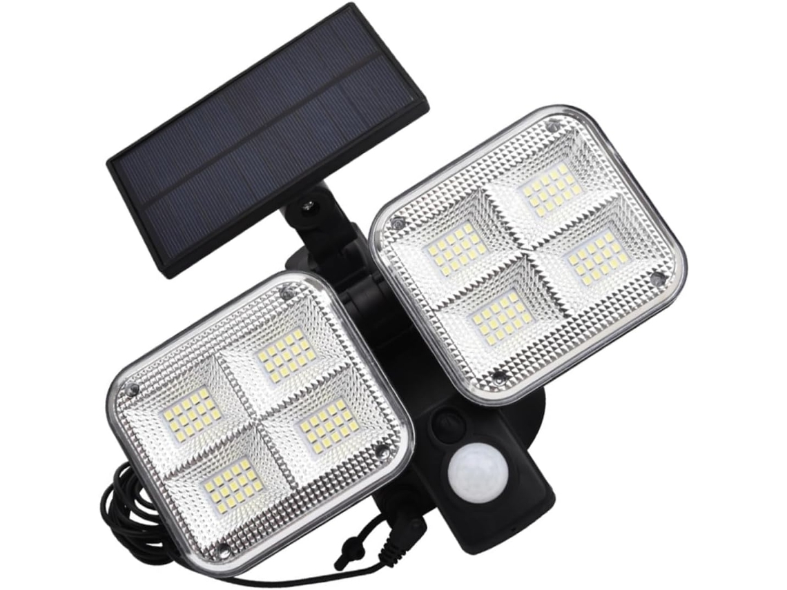 Luminária De Parede Solar Externa À Prova D'água Com Duas Cabeças E Sensor De Movimento.