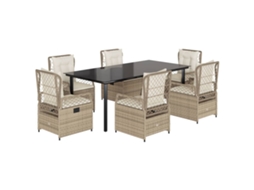 Garden Dining Set, Garden Dining Sets Vidaxl Bege Rattan / Vime (200 X 100 X 74 Cm)