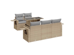 Conjunto de 6 Sofás P/ Jardim com Almofadões Vime Pe Bege MAISON EXCLUSIVE (80x200 cm)