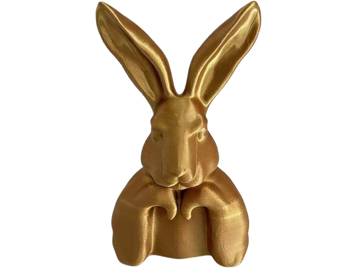 Estátua De Coelho Dourado, Estatueta Dourada De Páscoa Para Mesa | Ornamento De Primavera