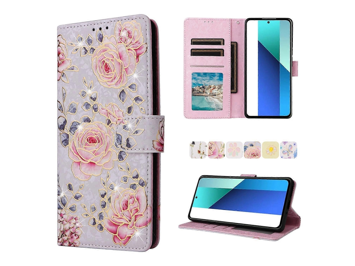 Capa De Celular Em Couro Com Pintura Bronzeada E Proteção Rfid Para Redmi Note 13 Pro 4g Global
