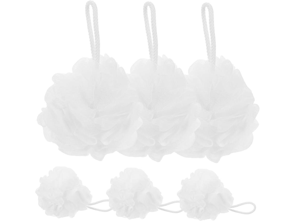 Conjunto De 6 Esponjas De Banho Vegetais Brancas, Portáteis E Duráveis, Compacto, Com Cordão, Para A Gokoco