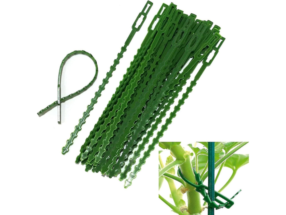 50 ataduras ajustáveis para plantas, 17cm, flexíveis de plástico verde, para jardim | S/MARCA