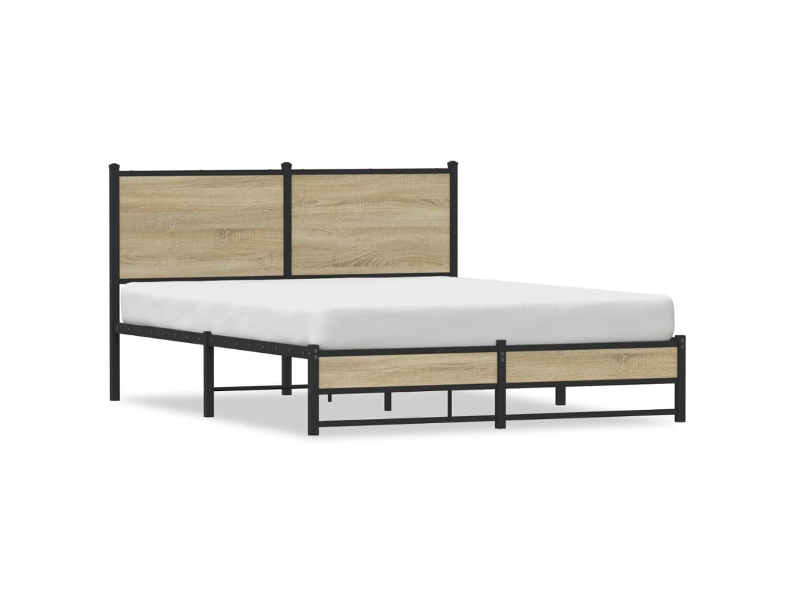 Bed Frame, Bed Frames Vidaxl Marrom Aço (140 X 190 Cm)