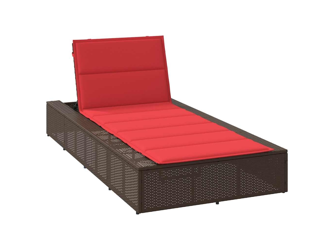Vidaxl Espreguiçadeira Com Almofada Flutuante Vime Pe Castanho
