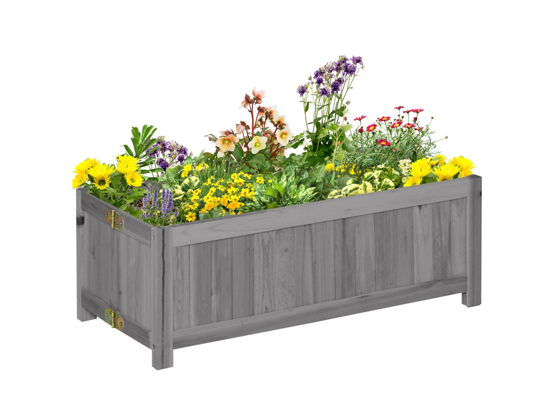 Floreira De Madeira Dobrável, 70x30x25 Cm, Cinza, Para Vegetais E Flores.