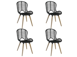 Vidaxl Cadeiras De Jantar 4 Pcs Vime Natural Preto