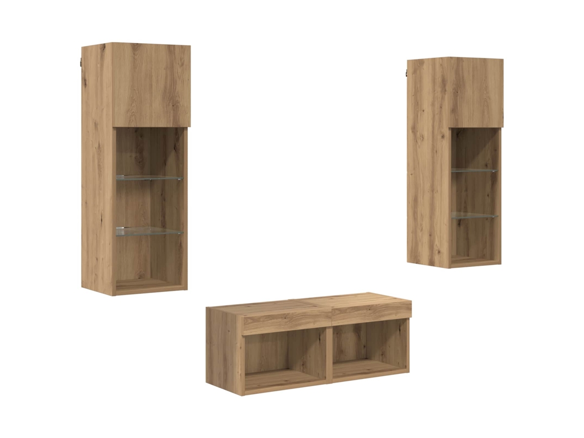 Gabinetes de Tv na Parede 4 Pcs Carvalho Preto MAISON EXCLUSIVE
