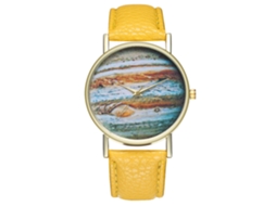 Reloj Analógico De Cuarzo Con Correa De Pu Para Mujer Y Hombre Regalo Amor (amarillo)