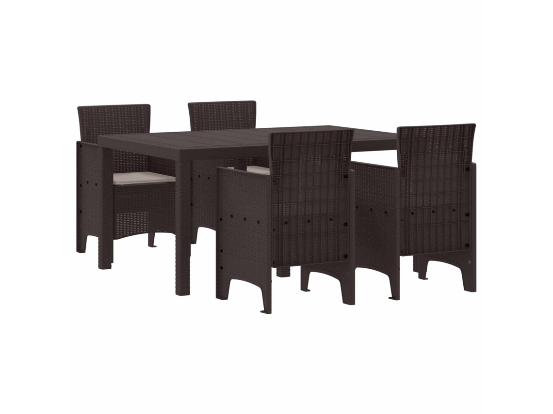 Vidaxl Conjunto De Jantar Para Jardim 5 Unid. Castanho Rattan Polt