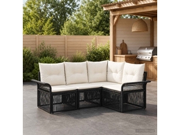 Vidaxl Conjunto De Sofá De Jardim 4 Pcs Preto Vime Pe