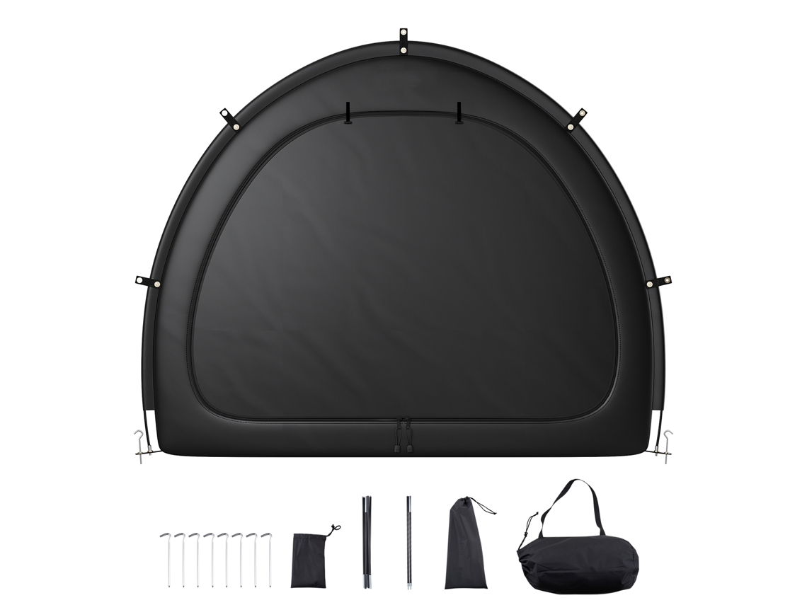 Barraca de Acampamento para Bicicletas, Impermeável em Formato Leque 219x155x173 Cm com Janela Ventilada, Fibra Vidro Alta Resistência e Zíperes