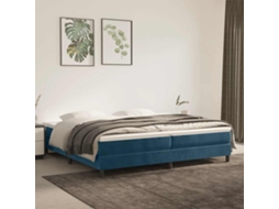 Vidaxl Estrutura De Cama Com Molas 200x200 Cm Veludo Azul-escuro